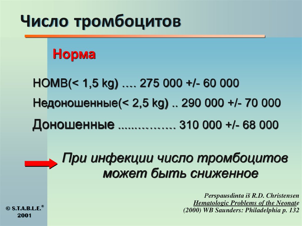 Число тромбоцитов