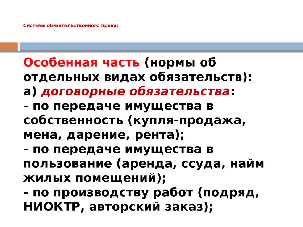 Обязательственное право в гражданском праве презентация