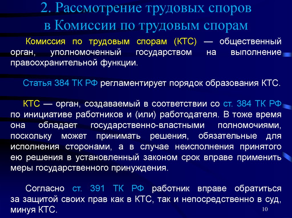 Схема рассмотрения индивидуальных трудовых споров в комиссии по трудовым спорам