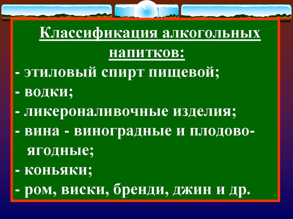 Классификация алкогольных напитков