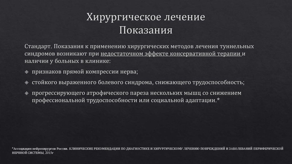 Хирургическое лечение Показания