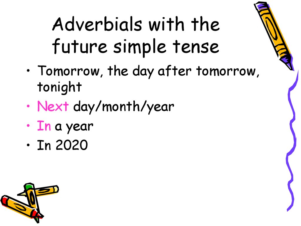 Adverbials with the future simple tense