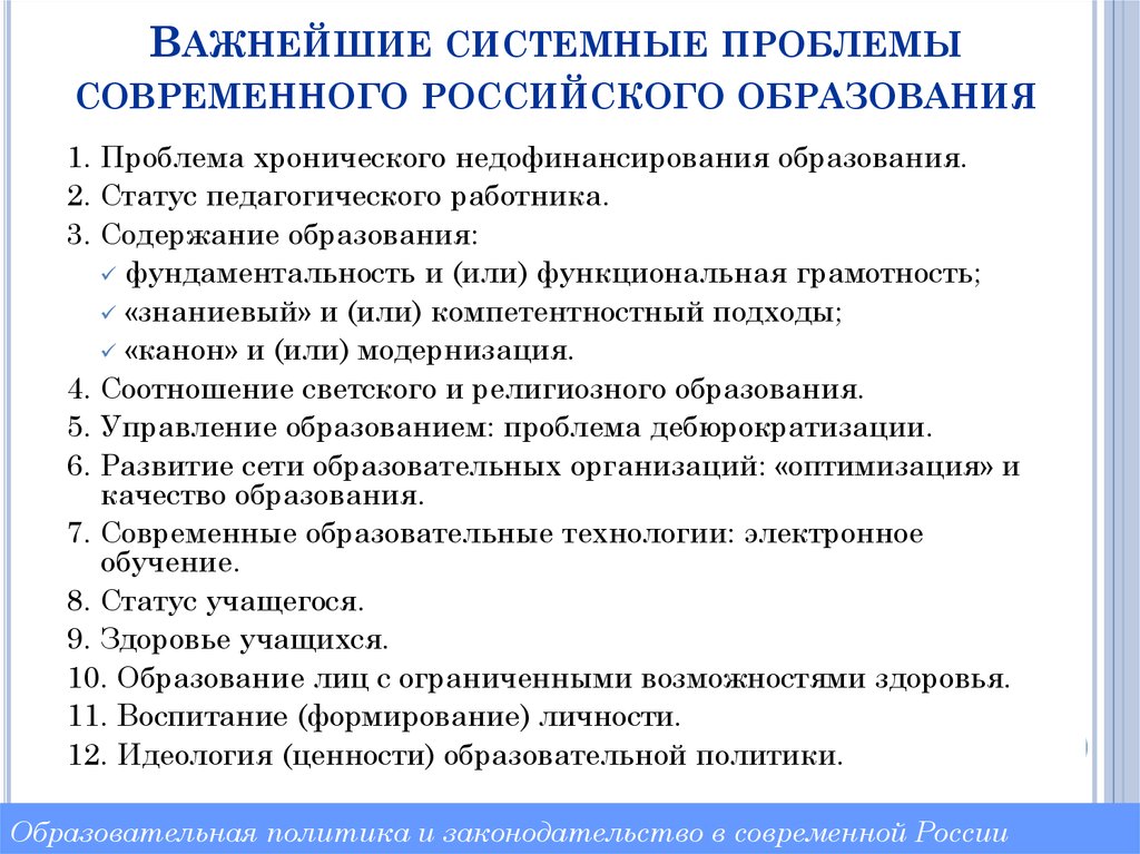 Проблемы современного образования проект