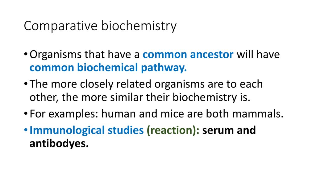 Comparative Biochemistry Examples