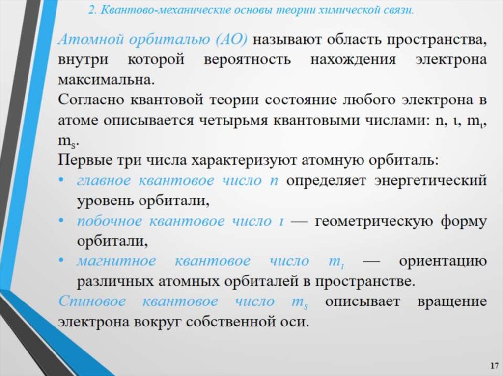 2. Квантово-механические основы теории химической связи.