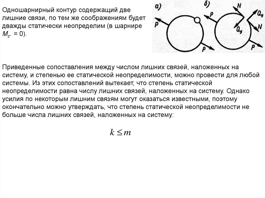 Число связей накладываемых на систему. Лишние связи