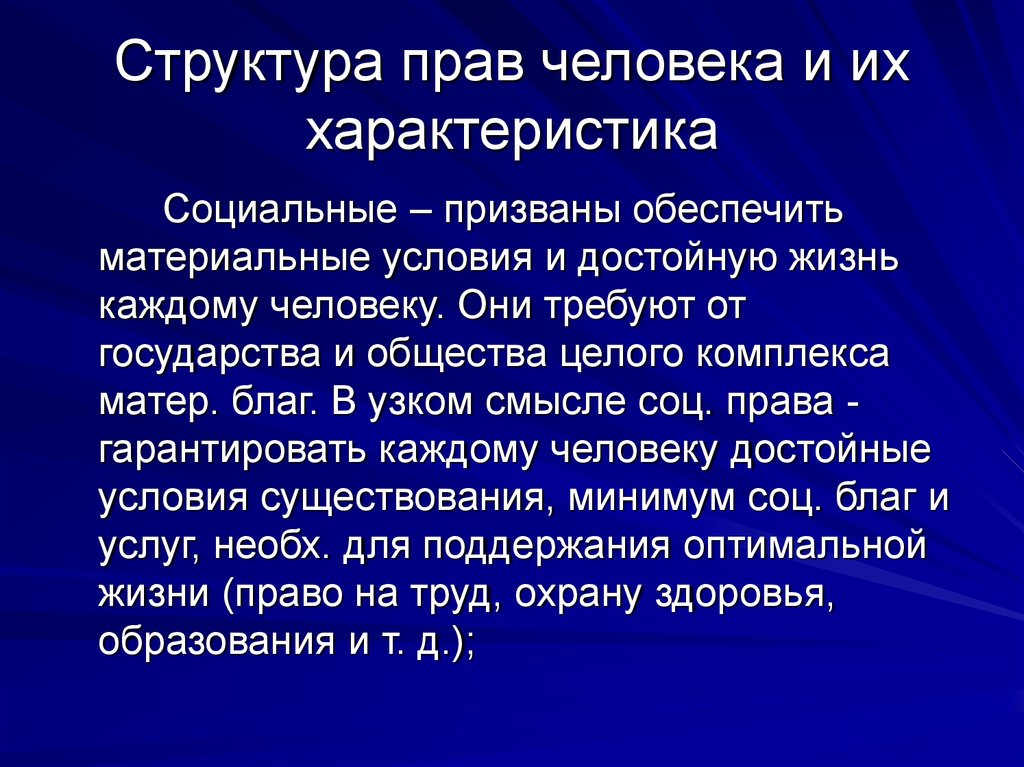 Материальные условия. Структура прав человека. Структура прав человека и их характеристика. Права человека понятие сущность структура. Характеристика групп прав человека.