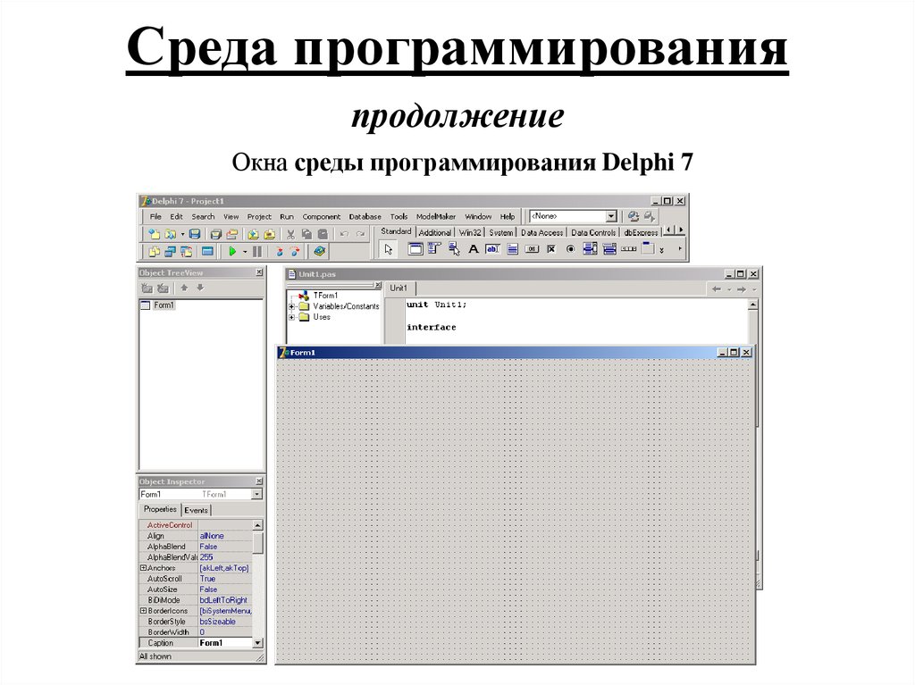Среда программирования delphi презентация