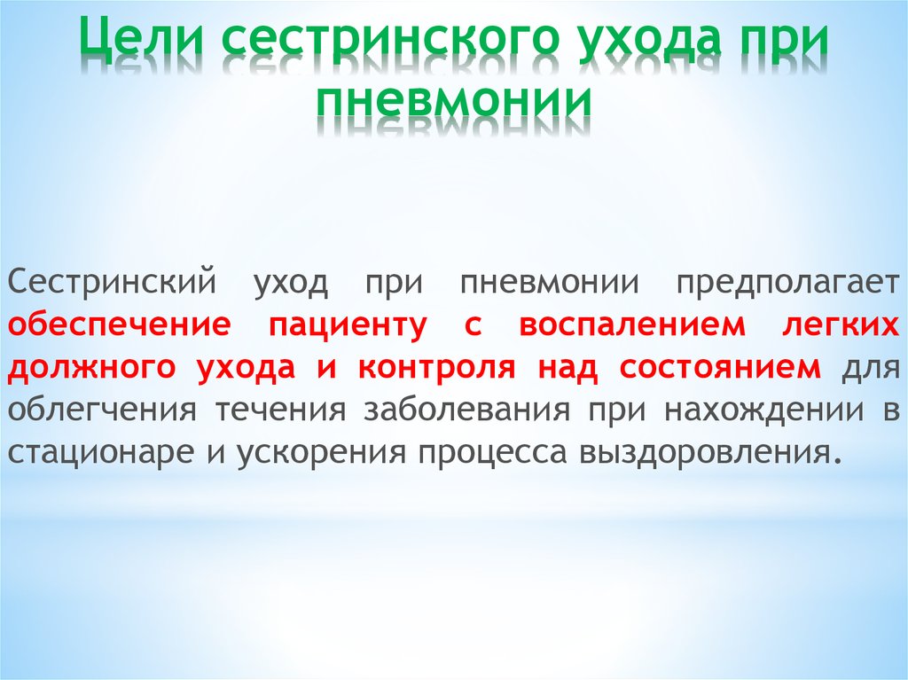 Настоящие проблемы пациента при пневмонии