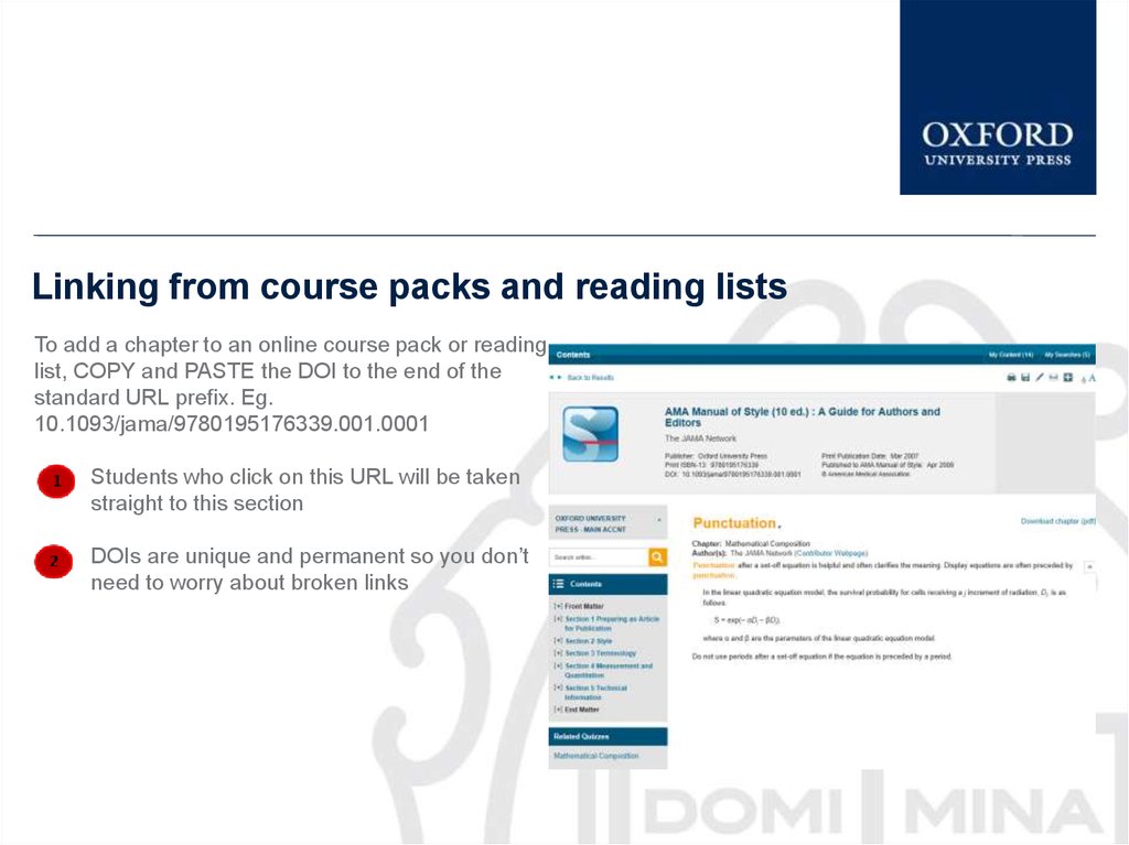 Linking from course packs and reading lists