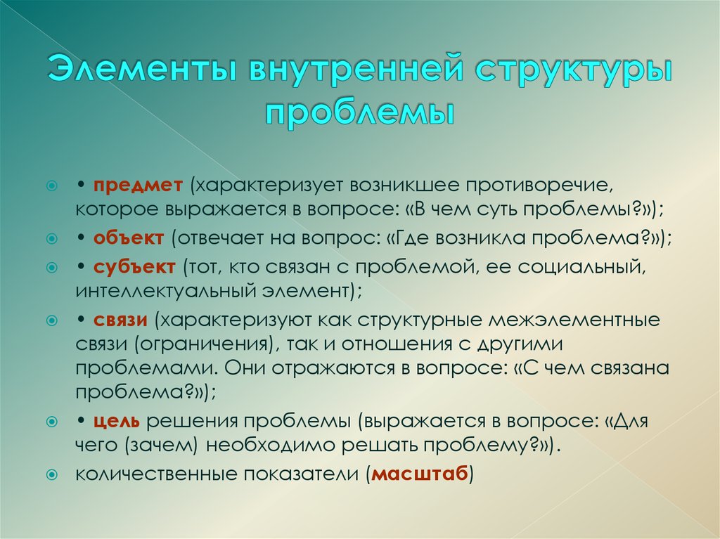 Элемент внутри. Внутренняя структура проблемы. Структурирование проблемы. Элементы проблемы. Структуризация проблемы это.