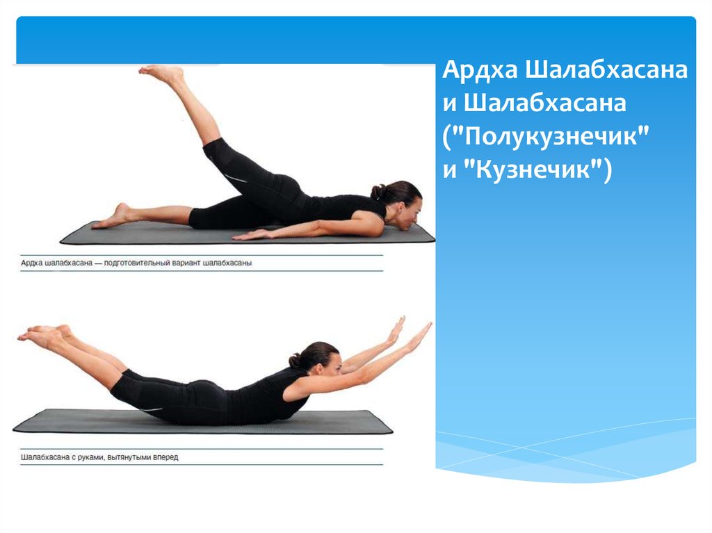 Ардха Шалабхасана и Шалабхасана ("Полукузнечик" и "Кузнечик")