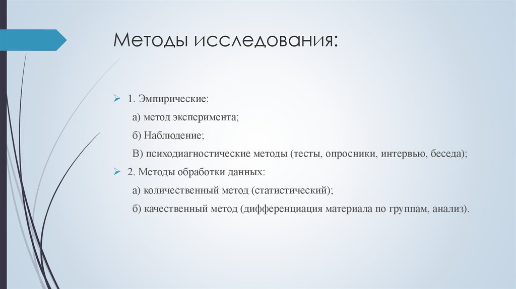 Методы исследования: