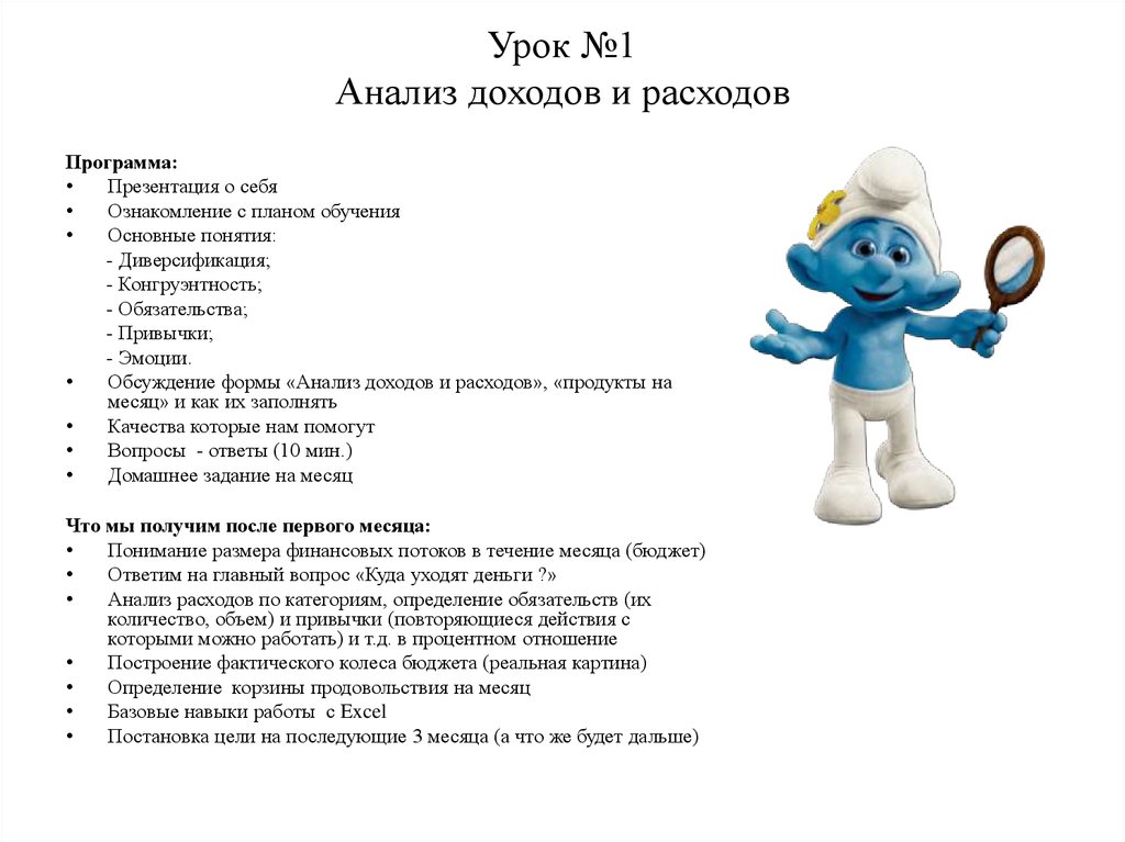 Урок №1 Анализ доходов и расходов