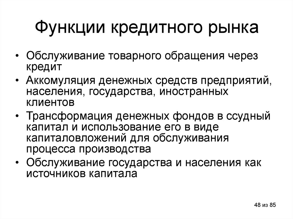 Рынок кредитов