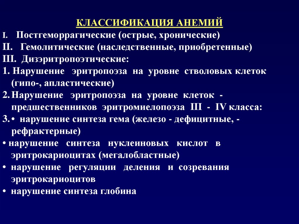 Классификация анемий