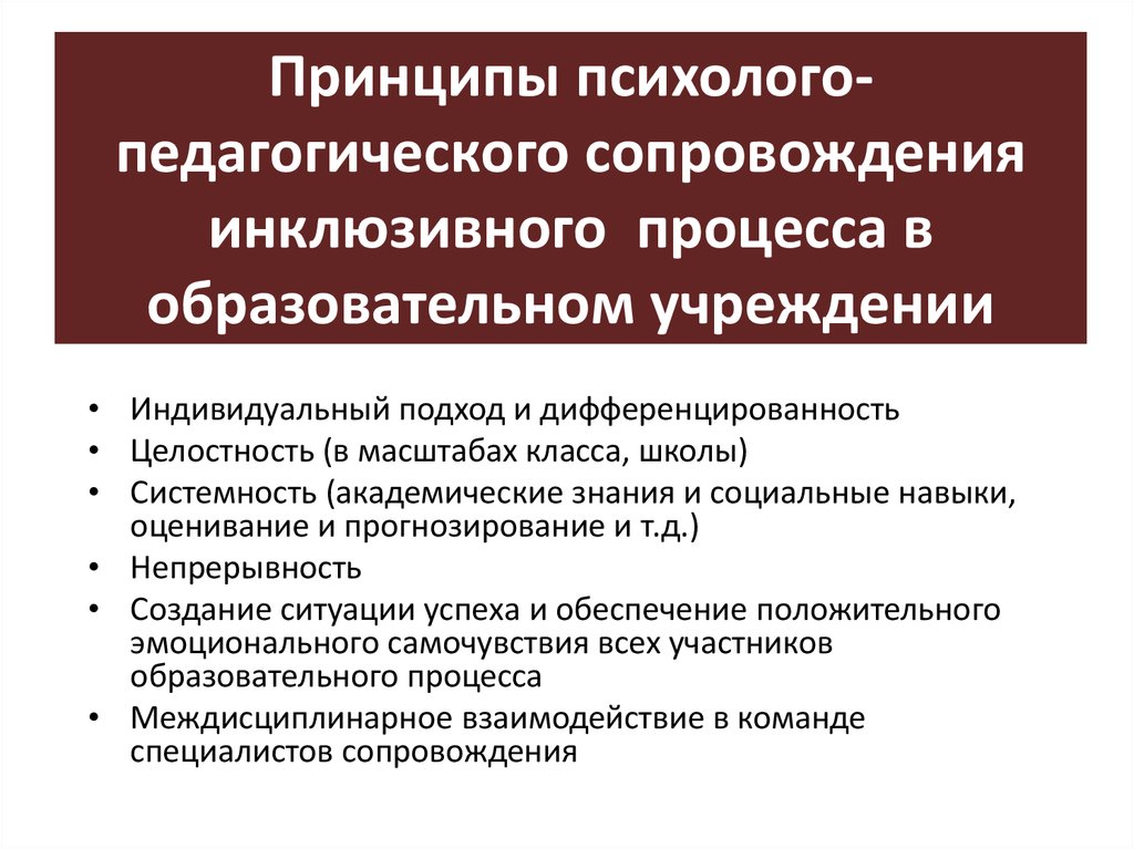 Психолого педагогического сопровождения инклюзивного