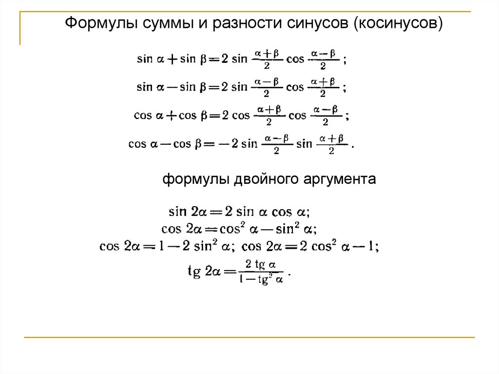 Формулы произведения углов. Формула преобразования суммы синусов. Тригонометрические формулы синус суммы. Формулы суммы и разности синусов и косинусов. Формулы разложения синусов и косинусов.