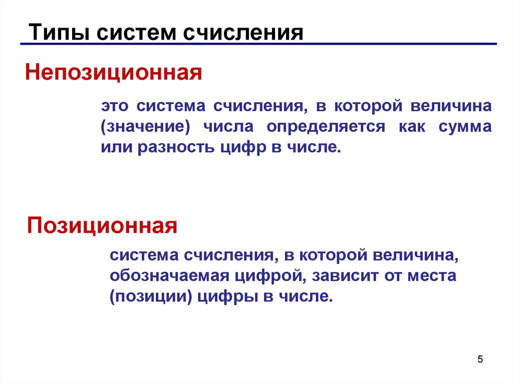 Типы систем счисления