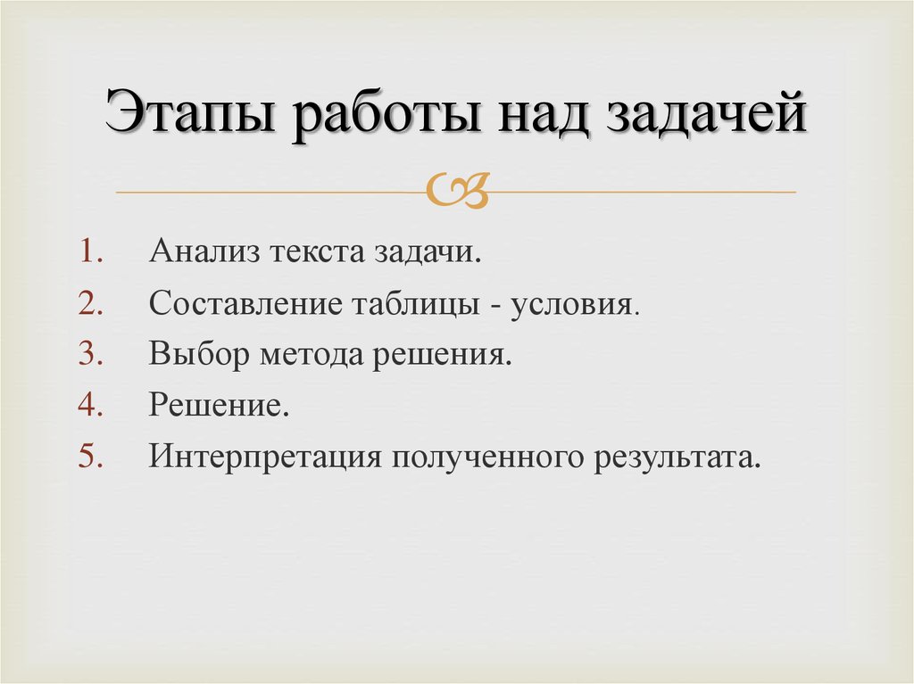 План работы над задачей 1 класс опорные слова