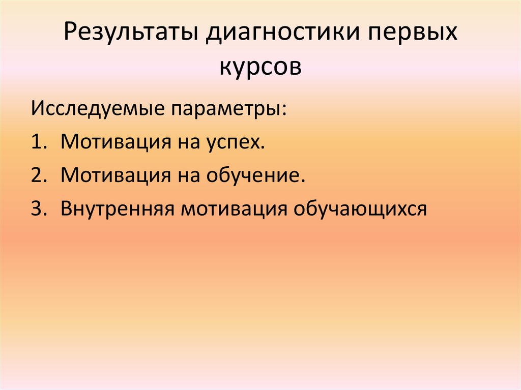 Результаты диагностики первых курсов