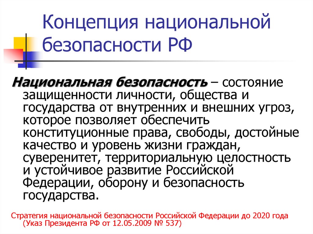 Концепция национальной безопасности рф презентация