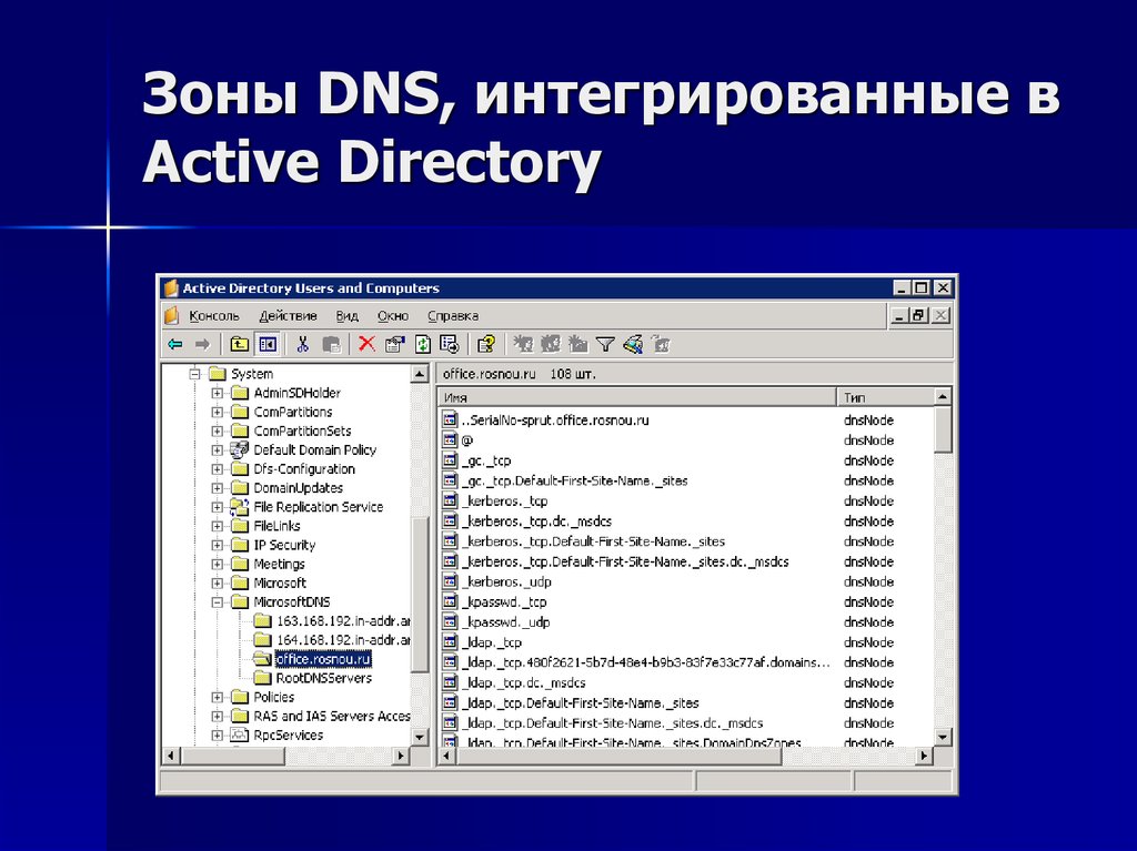 Зоны DNS, интегрированные в Active Directory