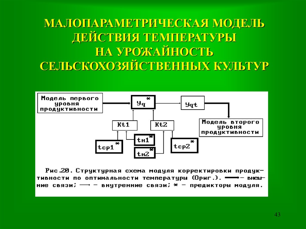 Модели действий. Тепловой режим экосистемы. Модель действий. Динамических моделей продуктивности сельскохозяйственных культур. Влияние температуры на урожайность.