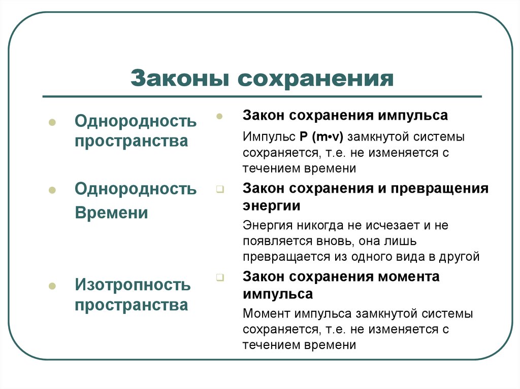 Принципы сохранения. Однородность и изотропность пространства времени. Однородность пространства и закон сохранения импульса. Однородность пространства. Связь закона сохранения импульса с однородностью пространства..