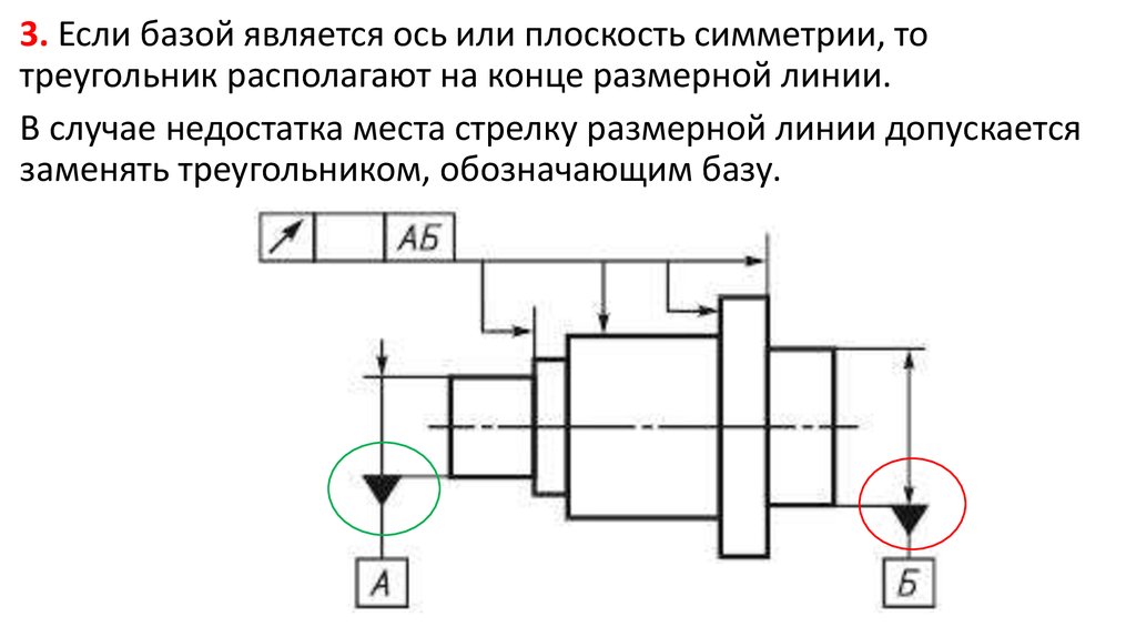 Обозначение базы на чертеже