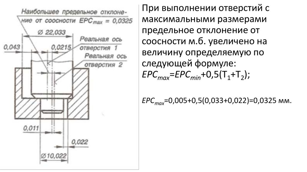 Допуск на концентричность отверстий на чертеже