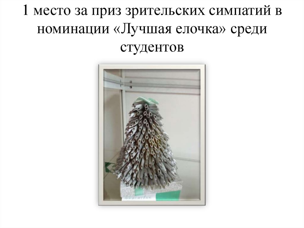 1 место за приз зрительских симпатий в номинации «Лучшая елочка» среди студентов