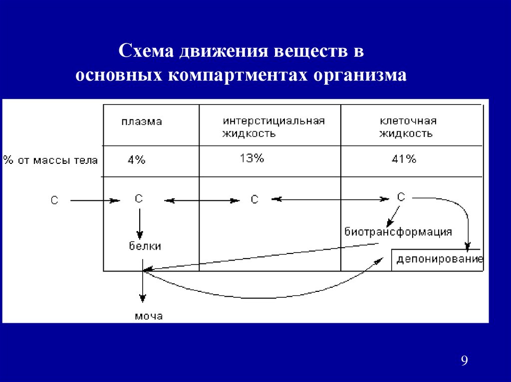 Цербер компартмент. Схема движения веществ. Токсикокинетика однокамерная двухкамерная и многокамерная модели.