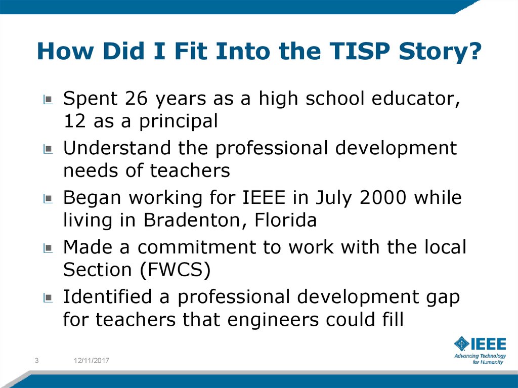 How Did I Fit Into the TISP Story?