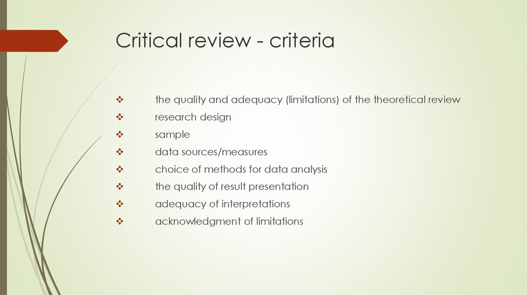 Critical review - criteria