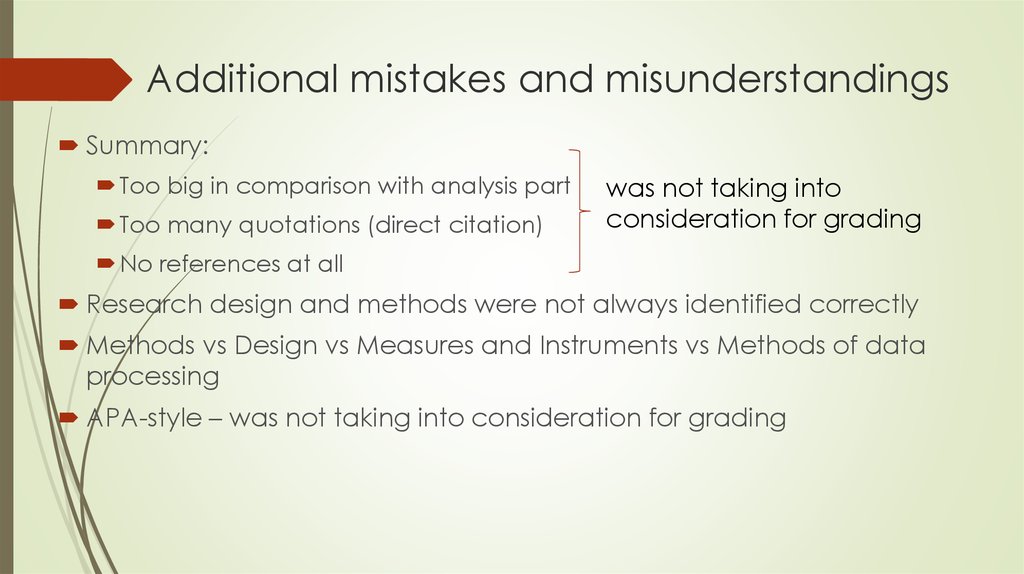 Additional mistakes and misunderstandings