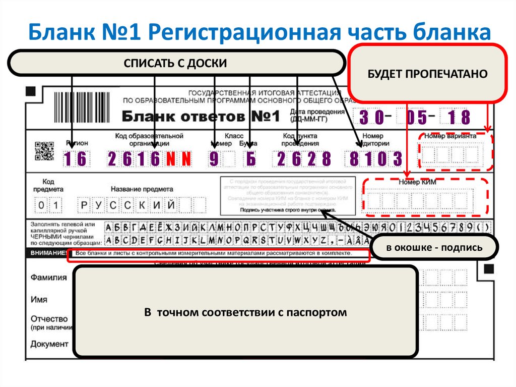 Бланк №1 Регистрационная часть бланка