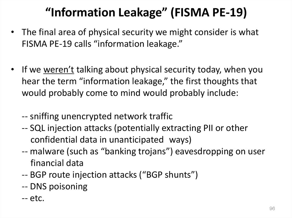 “Information Leakage” (FISMA PE-19)