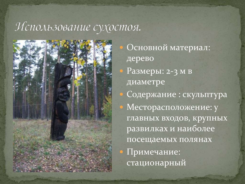 Использование сухостоя.