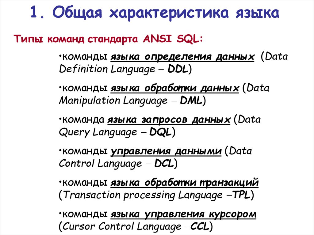 Основные понятия языка sql презентация