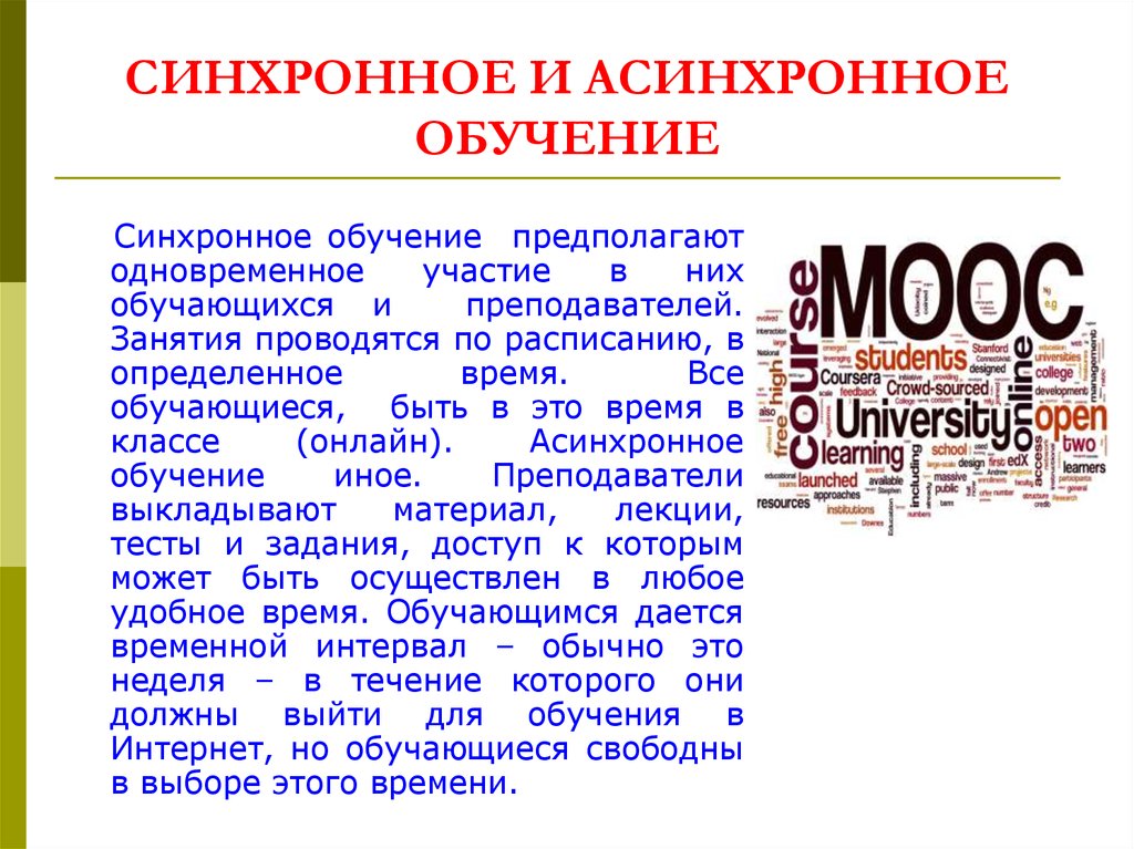 Запись одновременная. Синхронное обучение. Синхронные и асинхронные методы обучения. Асинхронное обучение. Асинхронное обучение предполагает.