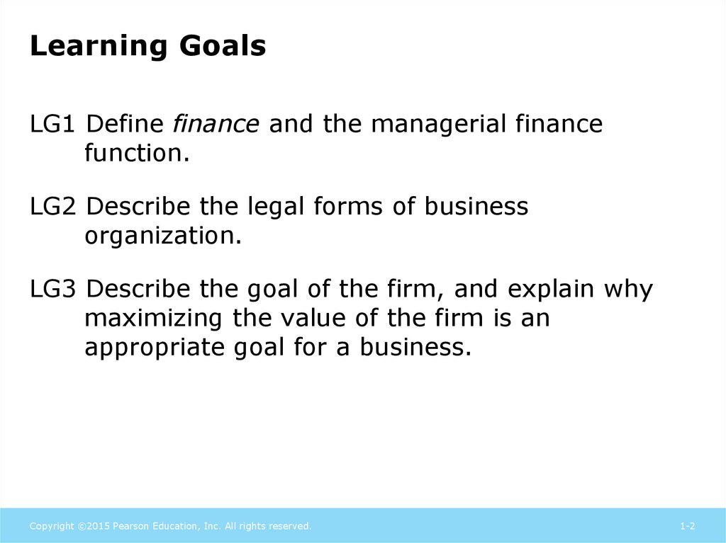 The Role Of Managerial Finance. (Chapter 1) - Online Presentation