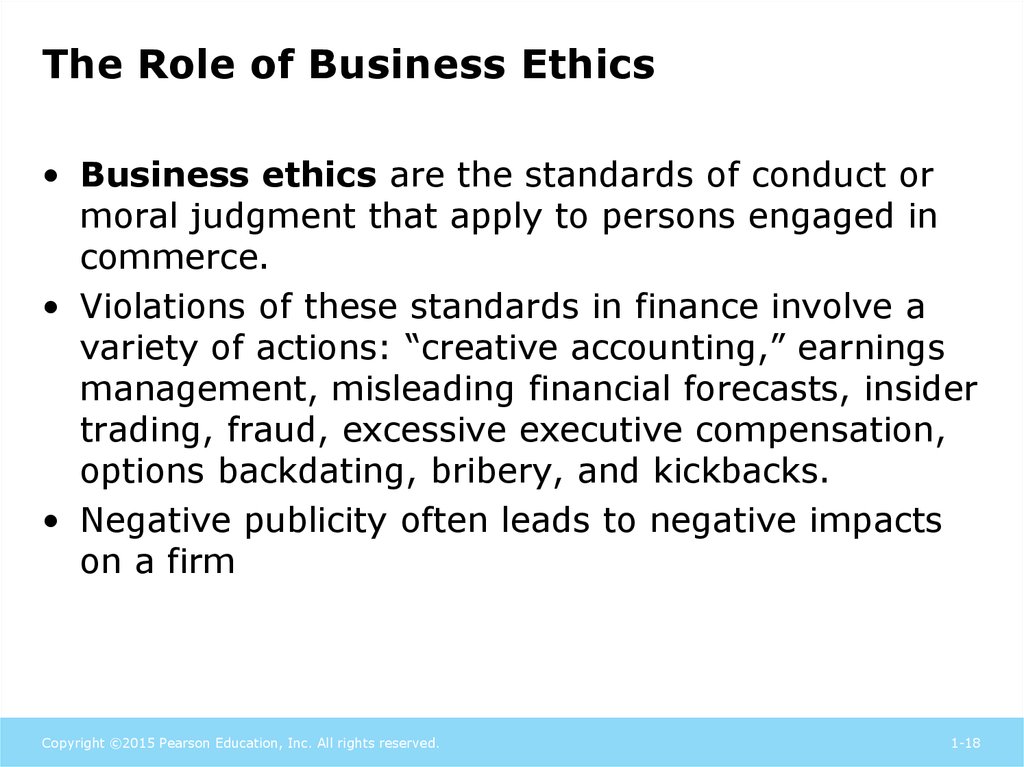 The Role of Business Ethics