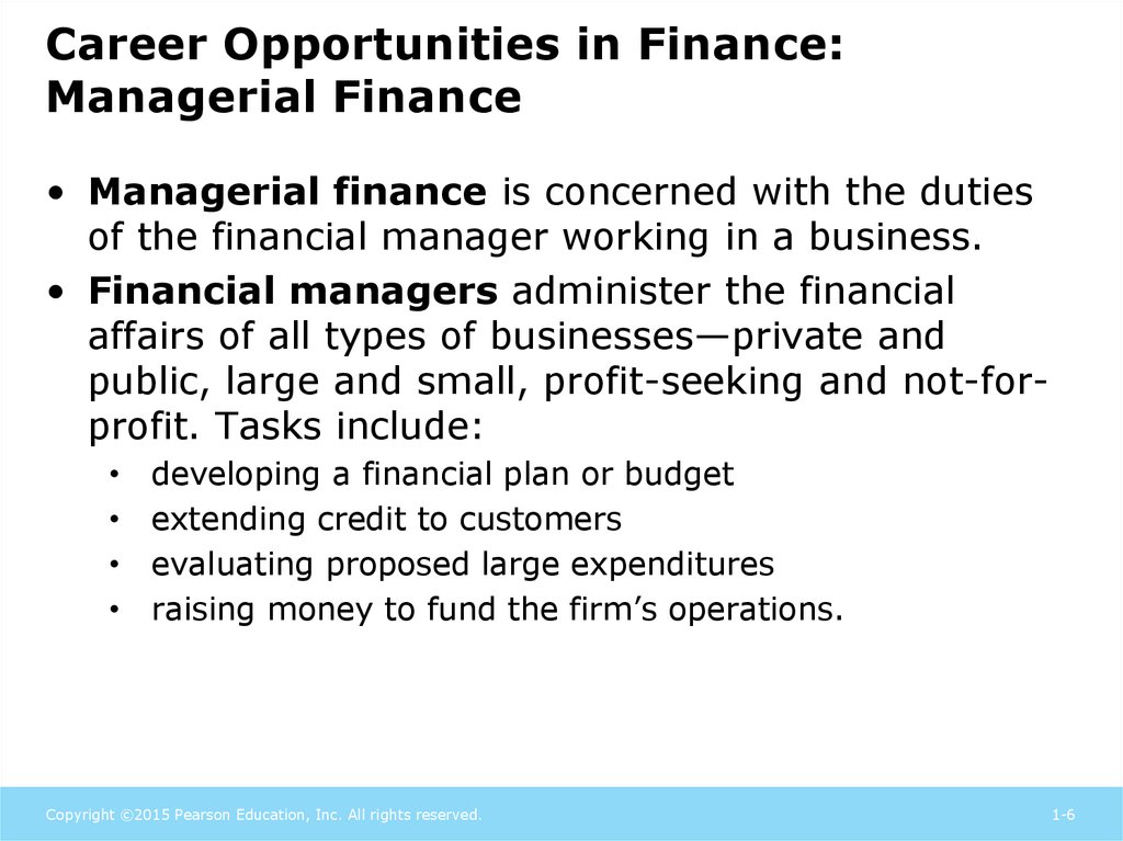 Career Opportunities in Finance: Managerial Finance