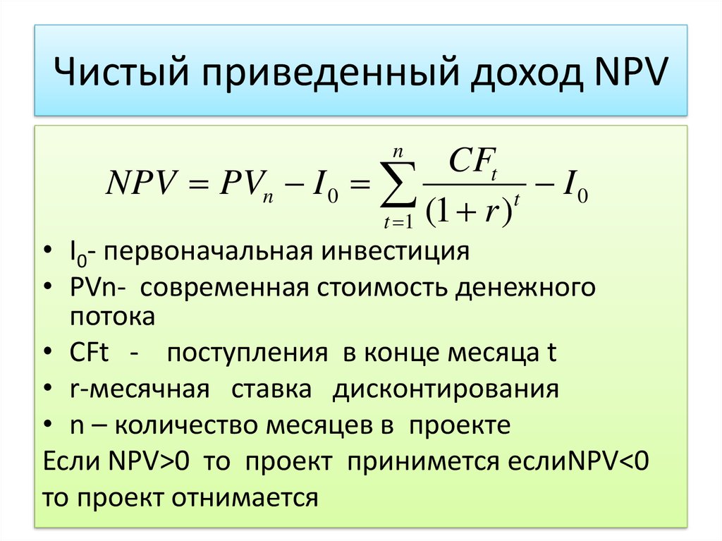 Если чистый дисконтированный доход равен нулю то проект