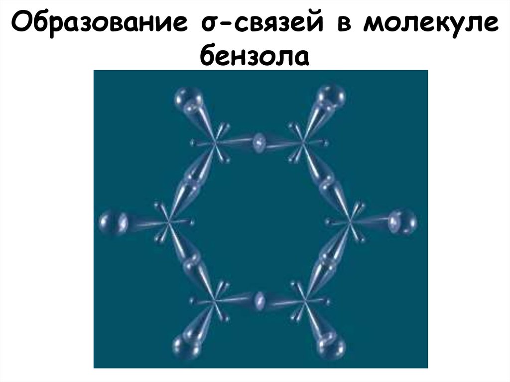 Образование связей в молекуле бензола. Число о связей в молекуле бензола равно. Масштабная модель молекулы бензола. Число σ-связей в молекуле бензола равно.