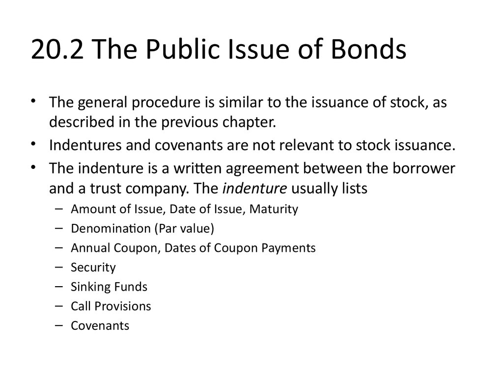 20.2 The Public Issue of Bonds