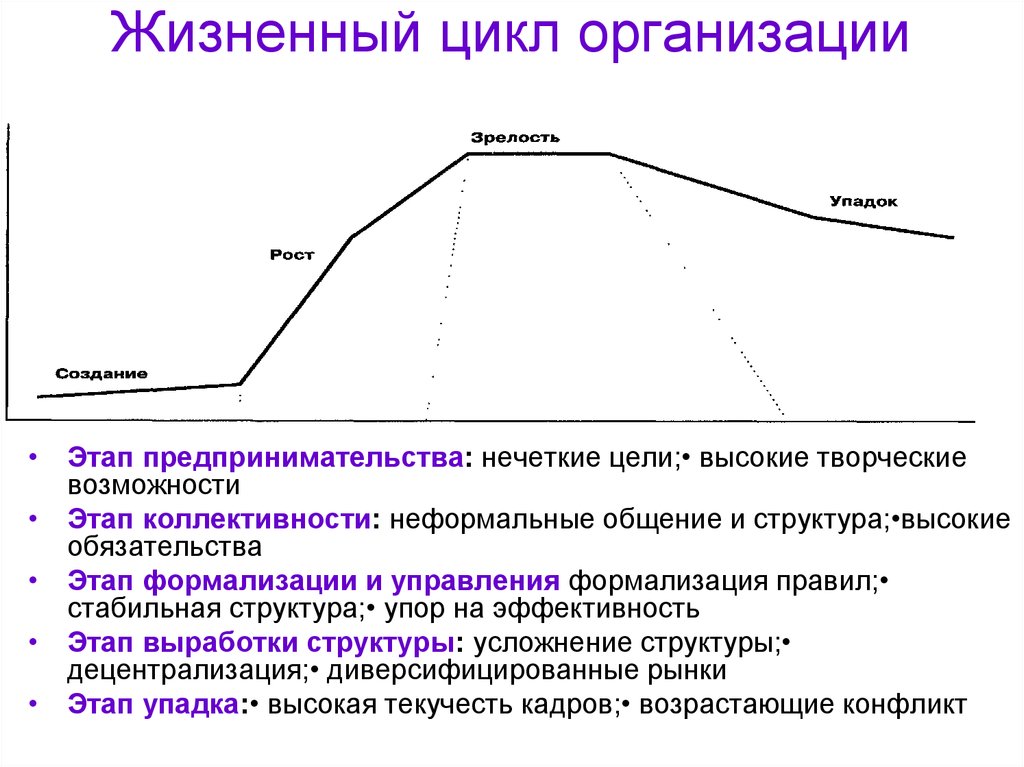 Жизненные стадии компании. Стадия (фаза) жизненного цикла предприятия. Определяются следующие фазы жизненного цикла организации:. Основные этапы жизненного цикла организации. Организационная структура и этапы жизненного цикла организации..