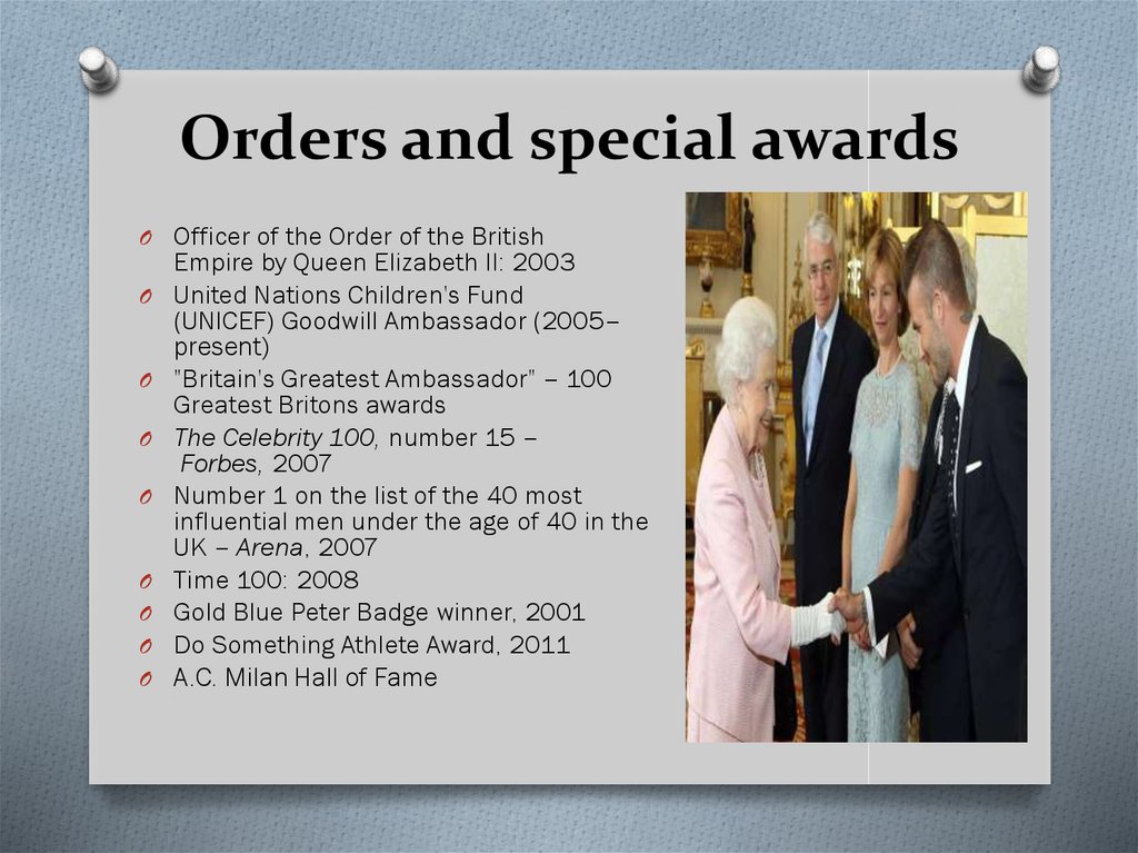 Orders and special awards
