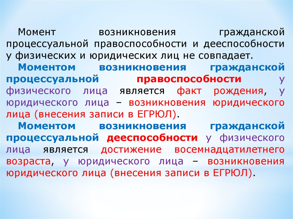 Дееспособность юридического лица возникает с момента